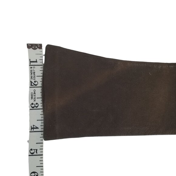 Vintage Kid Leather Gloves Dark Brown 3/4 Length Silk Lined Washable 6 1/2 - Picture 10 of 11